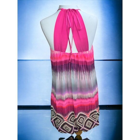 B Darlin sleeveless sheer lined hot pink beaded tie neck girls juniors 10 - Picture 8 of 10